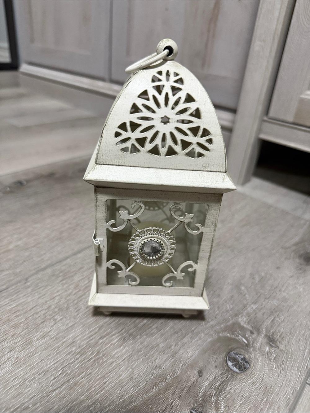 Pier 1 White Decorative Metal Lantern